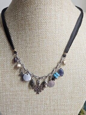 Sundance Catalog "Peyote Bird" Silver Charm Necklace with Turquoise Accent